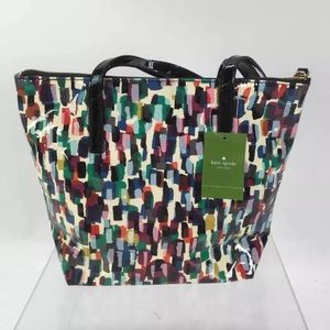NWT Kate Spade NY White Multicolored Leather Tote